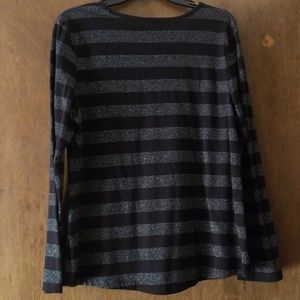 Liz Claiborne Tops - Black & Silver Striped Crew Neck Long Sleeve Top Liz Claiborne Tops - Black & Silver Striped Crew Neck Long Sleeve Top